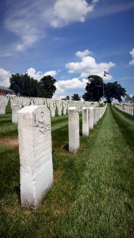 Benjamin Adams and flag